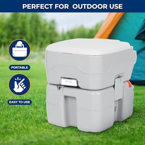 SereneLife 20L Portable Toilet for Adults, Leak Proof Camping Toilet with Detachable Waste Tank, Ideal for Camping and Other Recreational Activities, Durable and Comfortable Toilet Seat, 120 Flushes — view 4