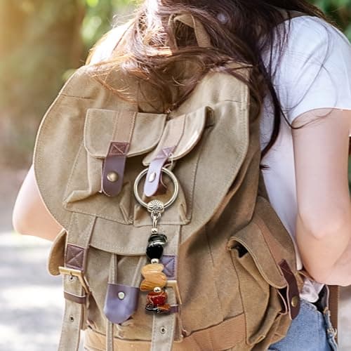 AIKOBAA Safe Travels Crystal Gift Set, Crushed Stone Keychain with Black Tourmaline Sunstone Tiger Eye, Good Luck Charm for Luggage Backpack, Bon Voyage Present for Women Men, Journey Blessing Card — view 6