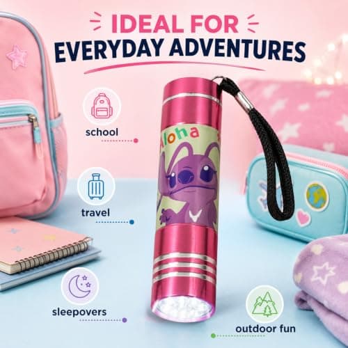 SRV Hub 9 LED Mini Flashlight Pink, 8.7cm Aluminium Kids Torch with Wrist Strap, Compact Pocket Light for School, Travel, Camping, Outdoor Adventures, Birthday Gifts and Party Bags — view 3