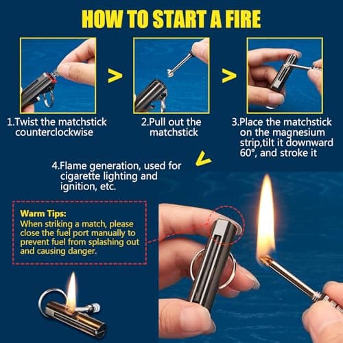 UXIYI 2 Pack Permanent Match Keychain, Reusable Waterproof Matchstick, with Multitool Bottle Opener, Forever Match for Outdoor Survival,STYLE3 — view 4