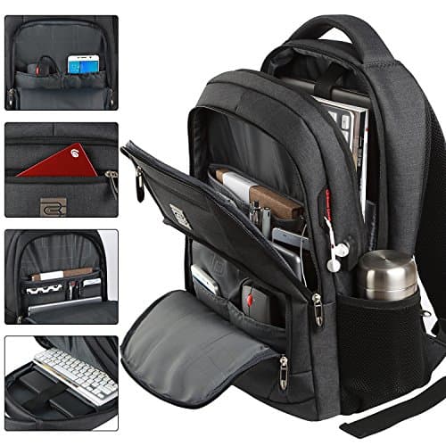 Laptop Backpack,Business Travel Anti Theft Slim Durable Laptops Backpack with USB Charging Port,Water Resistant College School Computer Bag for Women & Men Fits 15.6 Inch Laptop and Notebook - Black — view 2