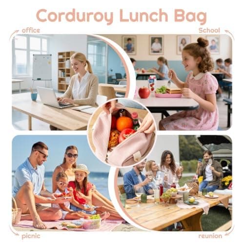Crevice Insulated Portable Corduroy Lunch Bag 8L for Women and Men — view 6