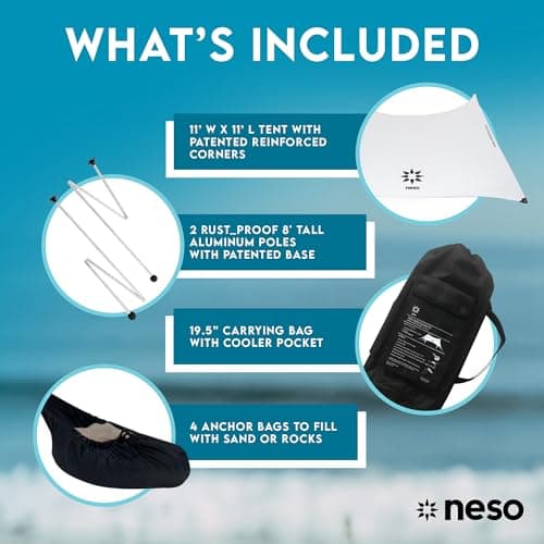 Neso Gigante Beach Tent, 2.5 m high, 3.3 m (11 ft) x 3.3 m (11 ft), reinforced corners and cooling compartment (white) — view 6
