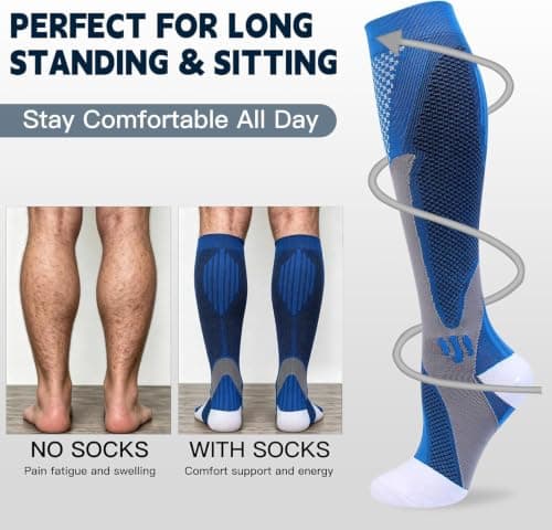 Gcbiger Compression Socks (3 Pairs) for Men Circulation 20-30 mmhg Medical Compression Stockings Women Nursing — view 6