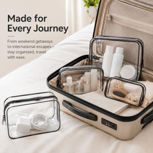 iMaMa Clear Toiletry Bags, 4 Pack Travel Wash and Makeup Bag Set — view 6