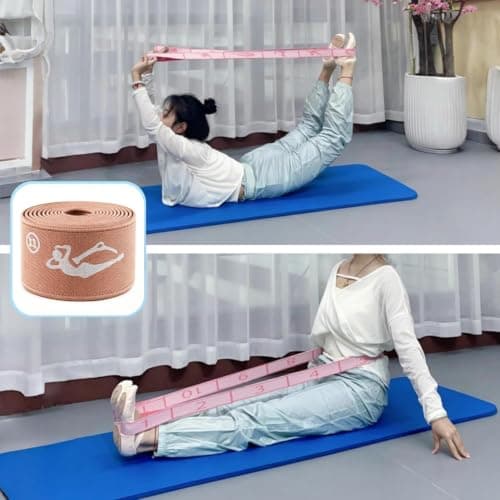 Elastic Yoga Stretching Strap with Loops, Pilates, Ballet, and Physical Therapy Stretching Bands for Flexibility, Leg Stretching, and Exercise (Mocha Brown) — view 4