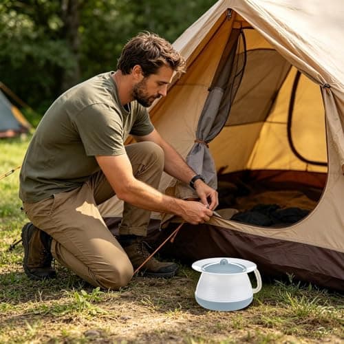 Chamber Pot with Lid - Bedside Urinal with Handle, Portable Potty for Adults, Elderly, Bedridden, Ideal for Bedroom, Home, Car, Camping & Travel — view 4