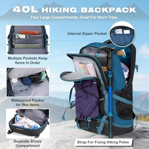 RAINSMORE Hiking Backpack 40L Foldable Lightweight — view 2