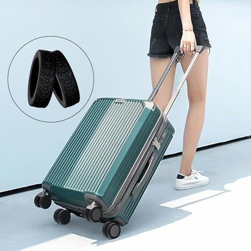 INCNMAD Luggage Wheel Covers 8 Pcs Black Suitcase Wheel Protectors Cover Universal Fit Anti-Wear Travel Accessories, Protects Wheels from Damage — view 4