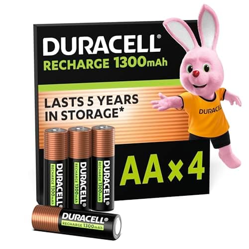 DURACELL AA Rechargeable Batteries (4 Pack) 1.2V, 1300 mAh NiMH