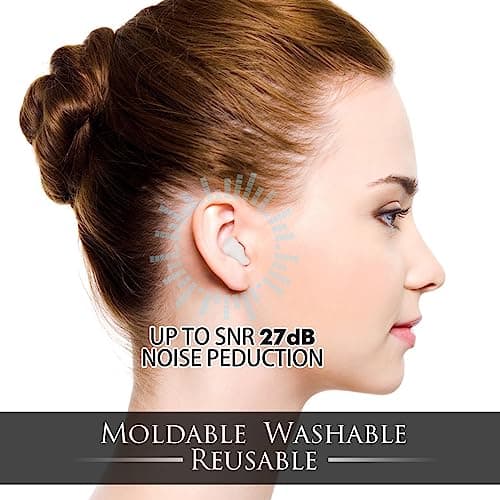 8 Pairs Silicone Ear Plugs for Sleeping, Reusable Waterproof Moldable SNR = 27dB Noise Cancelling Premium EarPlugs for Sleeping, Shooting, Airplanes, Concerts, Mowing, Studying, Swimming(White) — view 2