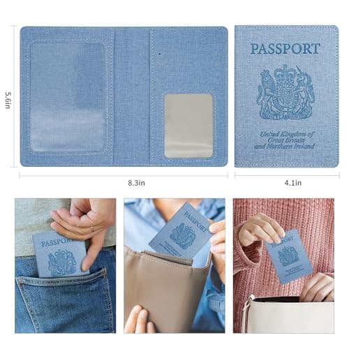Cinocratic RFID Blocking Passport Holder Cover & Travel Wallet - PU Leather Organiser for Credit Cards, Boarding Pass and ID Cards | Travel Accessories for Men&Women (Blue) — view 6