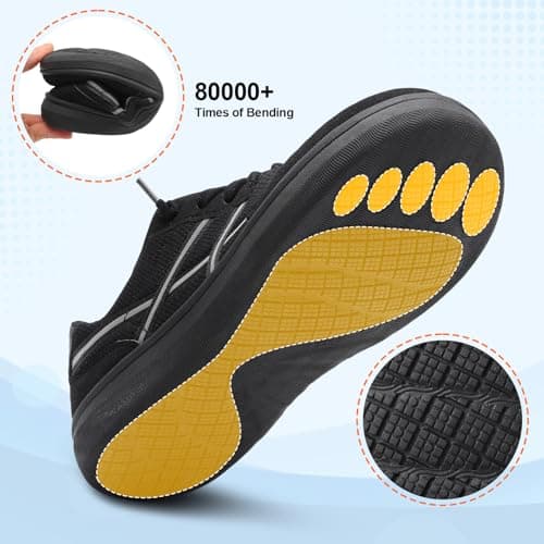 JOINFREE Women's Barefoot Walking Shoes Wide Fit Slip On Trainers All Black — view 6