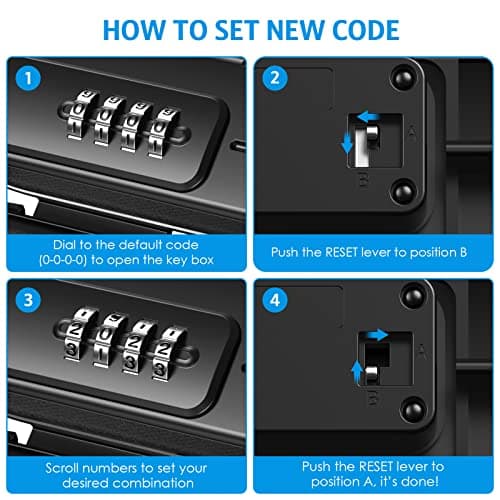 Brifit Portable Safe Box with Code, Key Lock Box Waterproof Combination Security Case, Anti-Theft Mini Travel Safe with Removable Wire Rope Security Safe Box for Beach, Dormitory, Cars, Travel — view 5