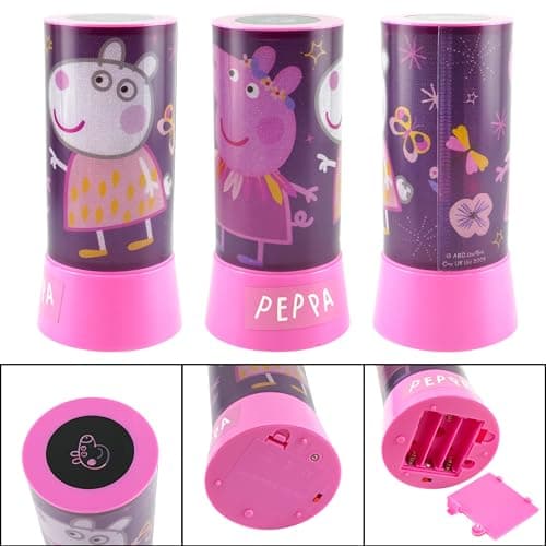 SRV Hub Peppa Pig LED Projector Night Light for Kids – 19cm Cylinder Table Lamp – Battery Operated Rotating Desk Light for Bedroom Nursery Gift for Baby Toddler Girls Boys Ages 3+ — view 4