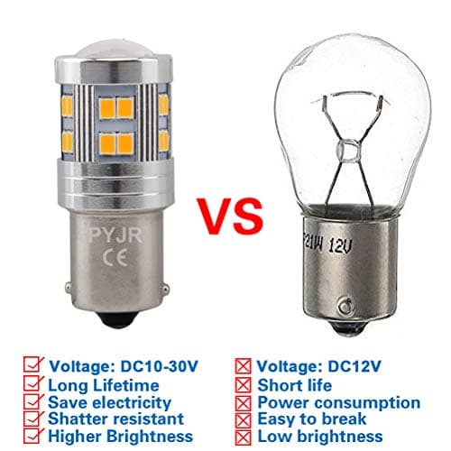 1156 Ba15S 1141 P21W Amber Yellow Orange Led Bulbs, With Projector Extremely Bright 6W Dc 10-30V, For Backup, Reverse Lights, DRL Daytime, Rear fog light, Not used for turn signal(Pack Of 2) — view 4