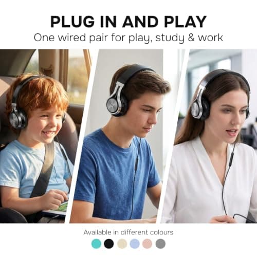 ARTIX Wired Headphones with Microphone & Volume Control, Foldable On-Ear Kids Headphones with 3.5mm Audio Jack for Mobile, Laptop, Computer, Chromebook, iPad & Tablet — view 2
