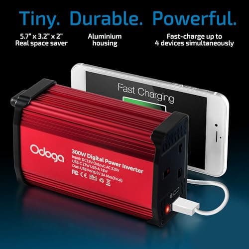 Car Power Inverter 300W 12V to 240V – Fast Car Charger, USB-C & USB-A — view 5