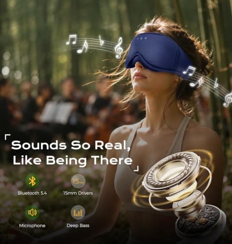 MUSICOZY Sleep Mask Headphones | 100% Blackout 3D Organic Bamboo Cotton — view 6