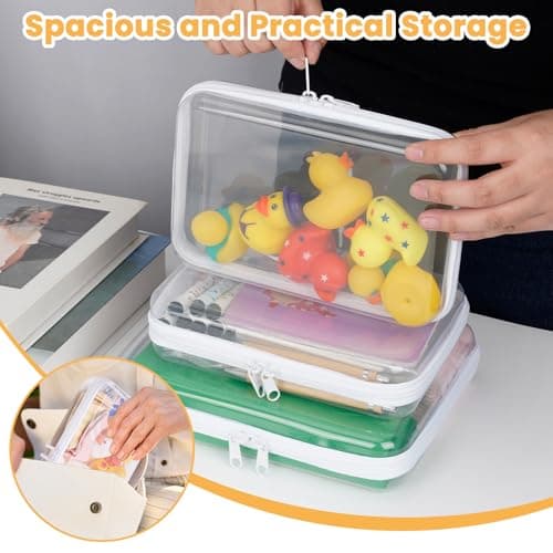 4Pcs Hard Transparent Zipper Storage Pouches Travel Organiser, 2M + 2L — view 5