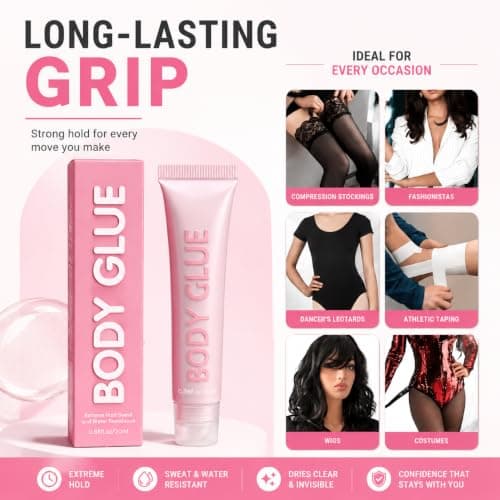 Body Glue for Clothes & Skin, Clear Non-Slip Adhesive for Stockings, 20 ml — view 6
