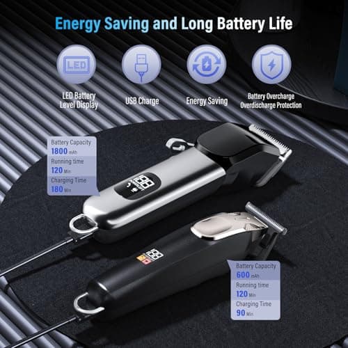 PKBD Hair Clippers Cordless, USB Rechargeable Beard Trimmer, Black — view 5