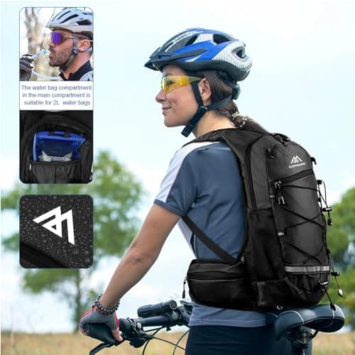 Flintronic Lightweight Breathable Bike Backpack, 8L Waterproof Breathable Cycling Bicycle Rucksack, Hydration Backpack, Reflective Bag, Foldable Running Daypack for Cycling, Jogging, Hiking-Black — view 5