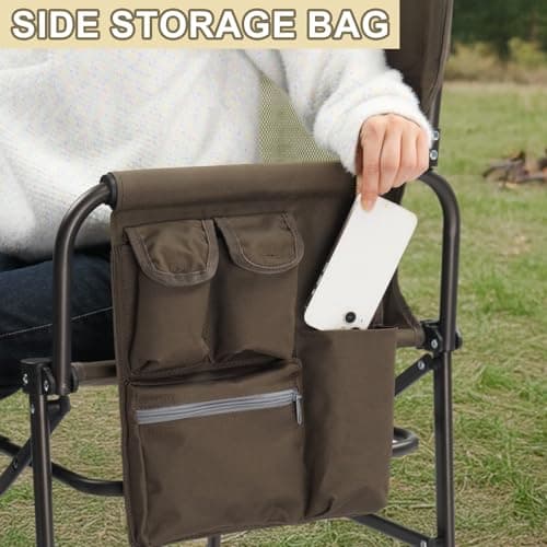 Bonnlo Camping Chairs for Adults Heavy Duty, Folding Directors Chair (2pc) — view 5