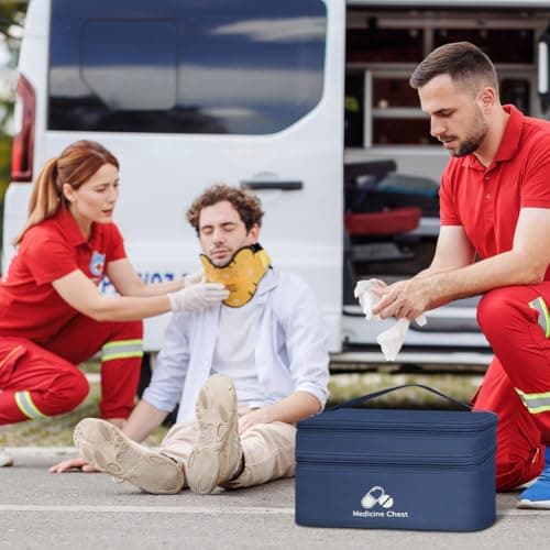 DiULi First Aid Kit Bags 2 Pack, Small & Medium Empty Medication Storage Bag Set, Waterproof Oxford Cloth Medicine Pouch with Dual Zippers, Tear-Resistant for Home Travel Hiking Camping, Navy — view 6