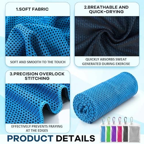 GLGHMH 6PCS Cooling Towels Microfibre Sweat Cloth Breathable Instant Neck Cooler For Men Women Adults For Gym Fitness Yoga Golf Camping Travel Summer Sports Essentials Workout Accessories Set — view 3