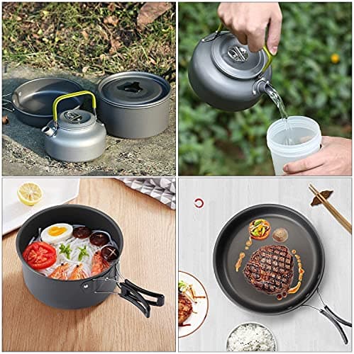 Queta 10-Piece Cookware Kit Picnic Pots Cookware Camping Set for Camping Outdoor Hiking Picnic BBQ, Foldable Camping Pots, Fda Certified — view 5