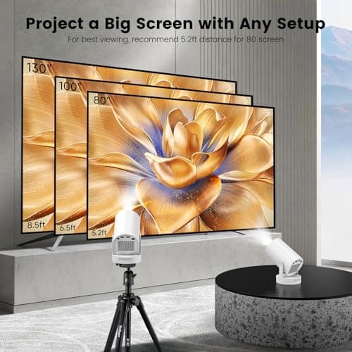 Mini Projector,Smart 4K 1080P Projector with WIFI 6 and Bluetooth 5.4,Auto Keystone,Portable Movie Projector for bedroom Home Cinema Compatible with TV Stick,iOS,Android,HDMI,Laptop — view 6