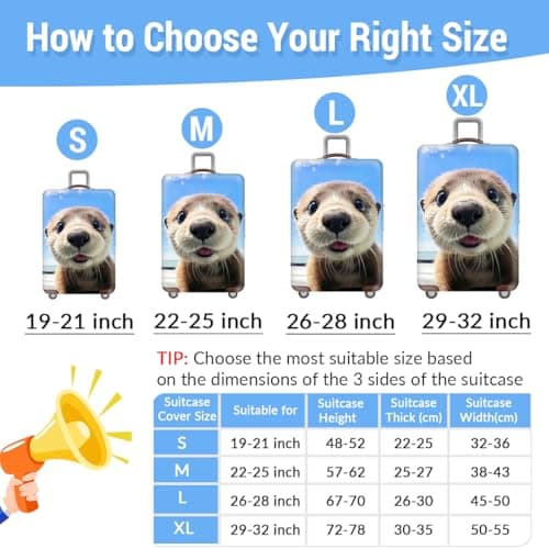 FANSU Luggage Covers for Suitcases Trolley Case Cover for Luggage, Animal Print Elastic Anti-Scratch - Travel Suitcase Cover Protector, 18-32in Small Medium Large Luggage (Otter,M(22-25in)) — view 5