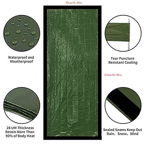 HONYAO Emergency Bivvy Bags, Reusable Survival Sleeping Bags, 2 Pack — view 2