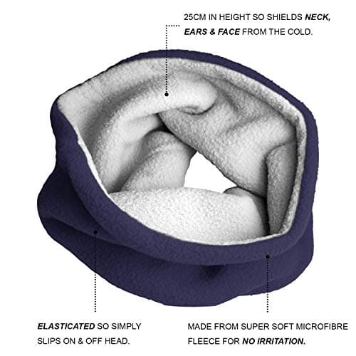 TOSKATOK® Childrens Kids Boys Girls Warm Winter Reversible Soft Fleece Snood Neckwarmer Scarf-NAVY — view 3