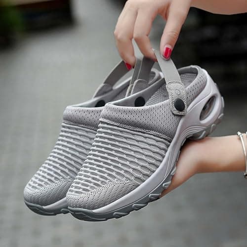 HEONSATI Orthopaedic Trainers Women Slip-On Backless Arch Support Summer Shoes Swollen Feet Casual Breathable Bathing Sandals Diabetic Lightweight Walking Slippers Mule Flat Air Cushion Beach — view 5