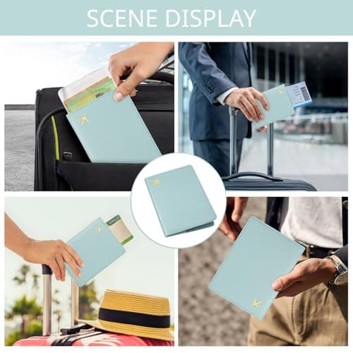 ILIYAH PU Leather Passport Holder Cover for Women Men Credit Cards Boarding Passes Travel Wallet Case(Light Blue) — view 5