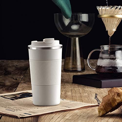 YINJOYI Travel Mug Reusable Coffee Cups Thermal Insulated Vacuum Insulation Stainless Steel Bottle for Hot Cold Drinks(White, 510ml) — view 5