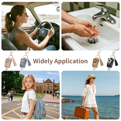 WATUNID 4Pcs PU Leather Hand Sanitizer Key Holder, Refillable 1oz Bottles — view 6