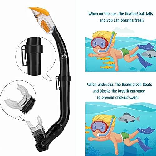 Kids Snorkeling Set with Fins Anti Leak Snorkeling Gear for Kids with Adjustable Flippers, Youth Junior Full Dry Snorkel Set Swimming Goggles with Nose Cover Diving Mask Scuba with Bag, 5-14 Yrs — view 3