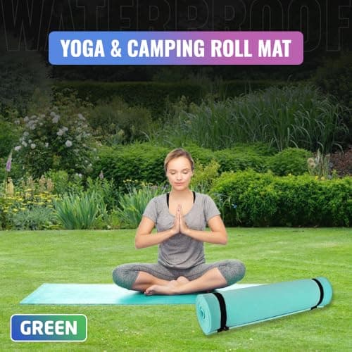 1ABOVE Yoga & Camping Roll Mat - Waterproof Insulated Roll Up Foam Camp Mattress with Elasticated Straps, Lightweight & Durable Ideal for Camping, Fishing, Festival & Exercise (180x50x0.6cm) (GREEN)… — view 4