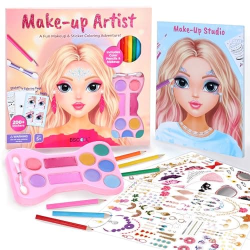 BSCOOL Make Up Book Kit with Coloring Pages and Sticker Set