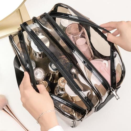 BAIYSFFG Clear Toiletry Bag Extra Large Cosmetic Bag Portable Travel Makeup Bags, PVC Waterproof Ladies Wash Bags for Women Girls (Transparent) — view 5