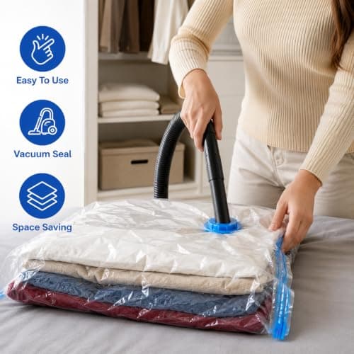 1ABOVE Pack of 6 Vacuum Compressed Storage Bags, Mould Moisture and Bug Proof, Double Zip High Sealing Triple Air Leak Patent Valve for Maximum Compression (LARGE) — view 6