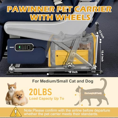 Pawinner Pet Carrier with Wheels for Cats and Dogs Airline Approved — view 2