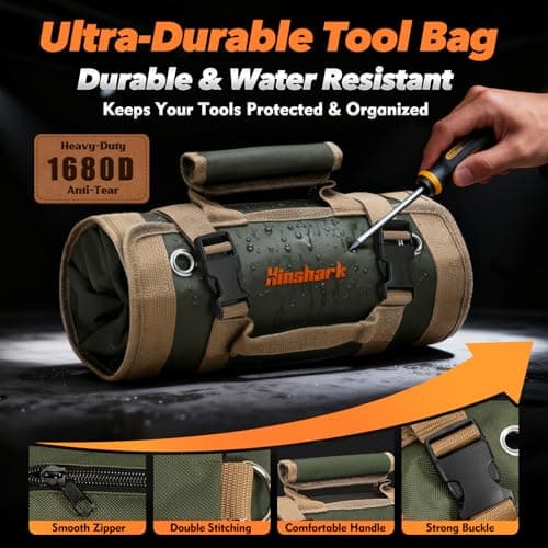 Hinshark Gifts for Men Him, Heavy Duty Roll Up Tool Bag, Gadgets for Men — view 5