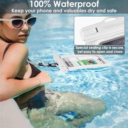 TECHGEAR Waterproof Phone Pouch, IPX8 Floating Case for Swimming, Waterproof Phone Bag with Lanyard Compatible for iPhone 17 16e 16 15 14 13, Samsung Galaxy S25 S24 S23 S22+ S21 Ultra A17 A36 A26 A16 — view 2