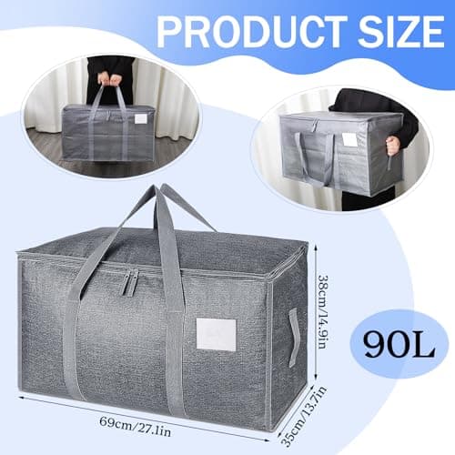 3 Pack 90L Moving Bags, Heavy Duty Storage Bags Dorm Moving Essential,Gray — view 2