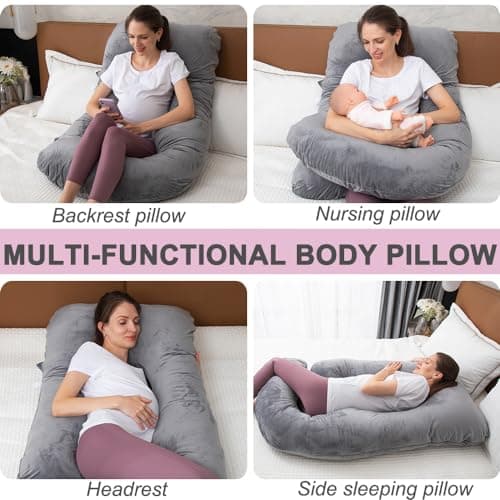 TaiBest U Shaped Full Body Pregnancy Pillow with Removable Cover for Maternity Women,Pregnancy Pillows for Sleeping,Support for Back, Legs, Belly,55 Inch Pregnancy Pillow for Women — view 6