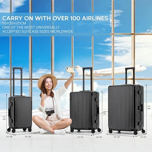 Flight Knight Premium Travel Suitcase - 8 Spinner Wheels - Built-in TSA Lock Lightweight Aluminium Frame, ABS Hard Shell Carry on Check in Luggage Highly Durable - Approved for Over 100 Airlines — view 2
